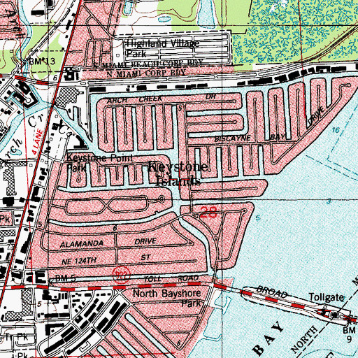 Topographic Map of Keystone Islands, FL