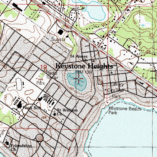 Topographic Map of Keystone Lake, FL