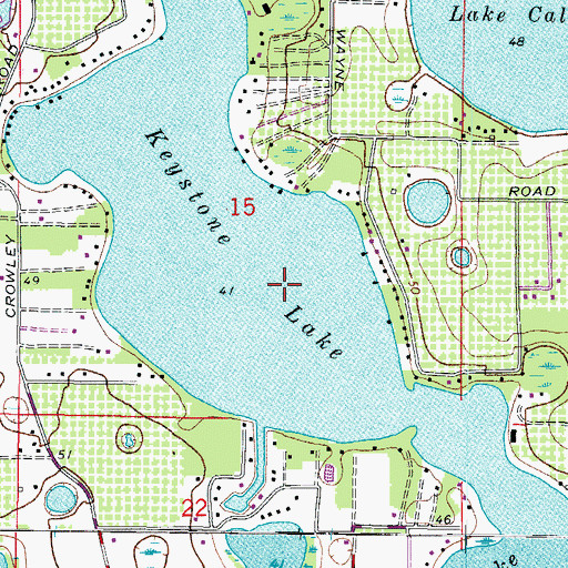 Topographic Map of Keystone Lake, FL