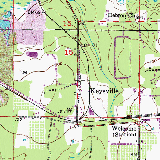Topographic Map of Keysville, FL