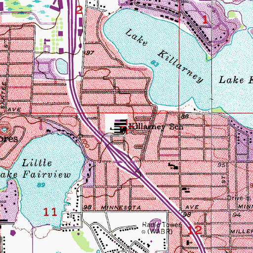 Topographic Map of Killarney School, FL