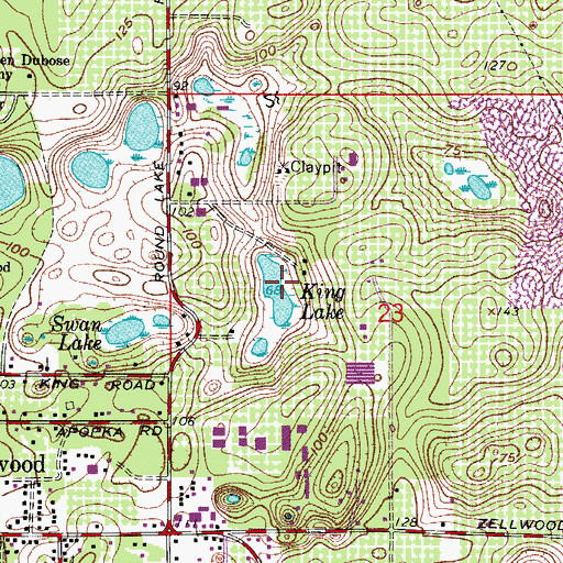 Topographic Map of King Lake, FL