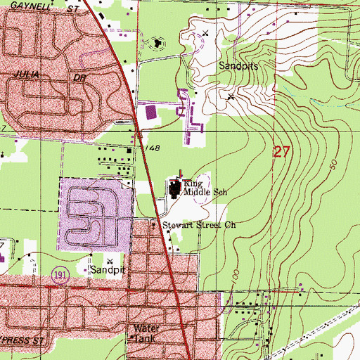 Topographic Map of King Middle School, FL