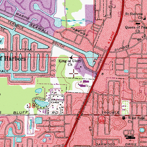 Topographic Map of King of Glory Church, FL