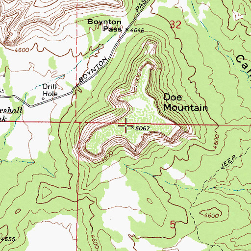 Topographic Map of Doe Mountain, AZ