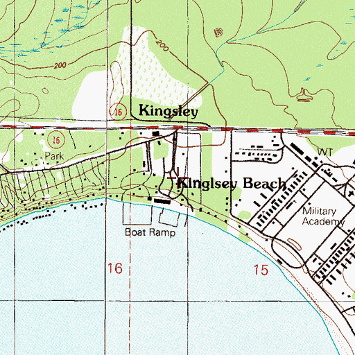 Topographic Map of Kingsley Beach, FL