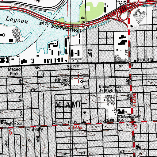 Topographic Map of Kinloch Park, FL