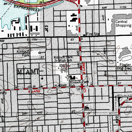 Topographic Map of Kinloch Park Middle School, FL