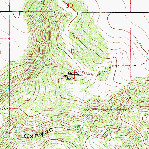 Topographic Map of Doe Tank, AZ