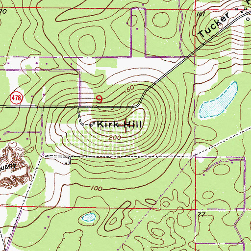 Topographic Map of Kirk Hill, FL