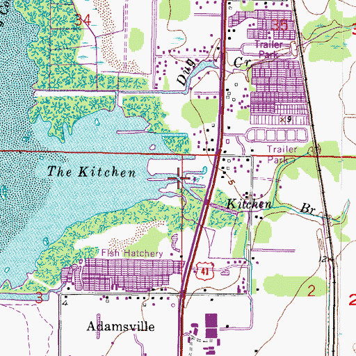 Topographic Map of Kitchen Branch, FL