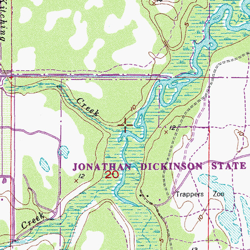 Topographic Map of Kitching Creek, FL