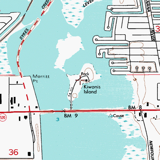 Topographic Map of Kiwanis Island, FL