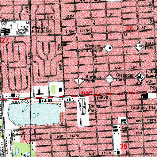Topographic Map of Kiwanis Park, FL