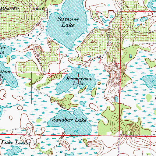 Topographic Map of Knee Deep Lake, FL