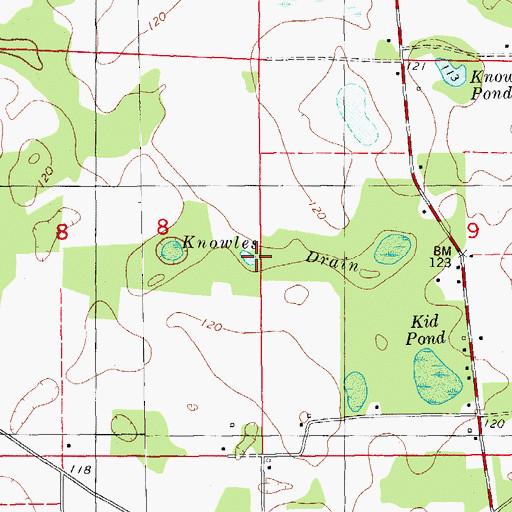 Topographic Map of Knowles Drain, FL