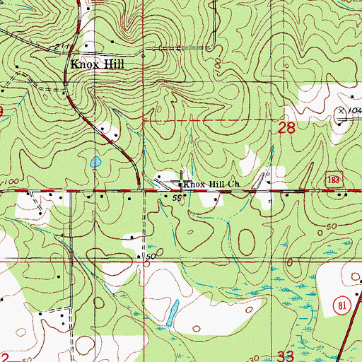 Topographic Map of Knox Hill Church, FL