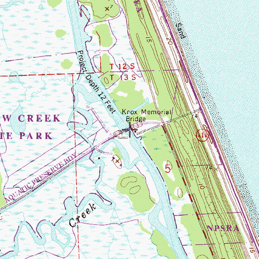 Topographic Map of Knox Memorial Bridge, FL