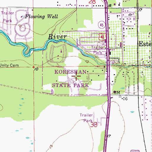 Topographic Map of Koreshan State Historic Site, FL