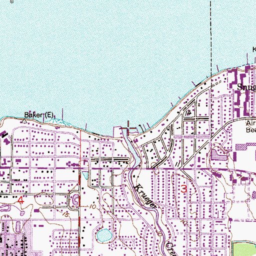 Topographic Map of Krueger Creek, FL