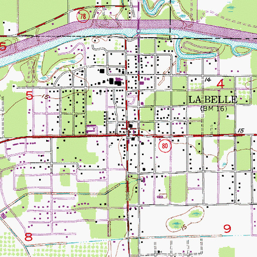 Topographic Map of LaBelle, FL