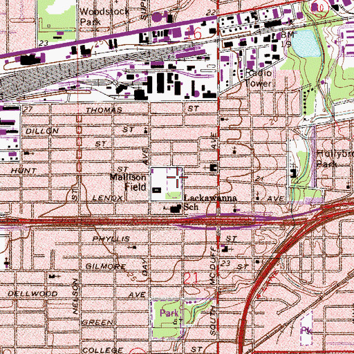 Topographic Map of Lackawanna Park, FL