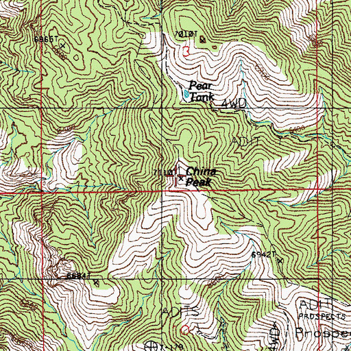 Topographic Map of China Peak, AZ