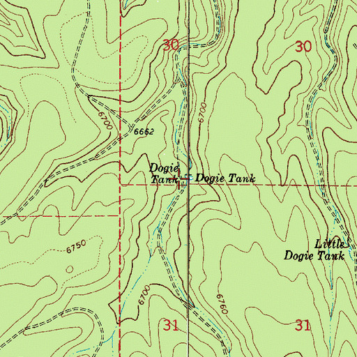 Topographic Map of Dogie Tank, AZ