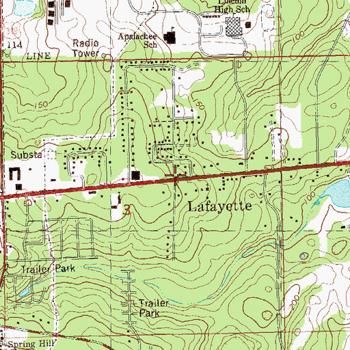 Topographic Map of Lafayette, FL