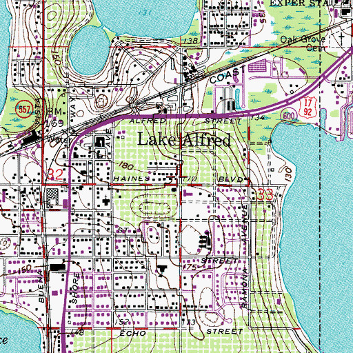 Topographic Map of Lake Alfred, FL