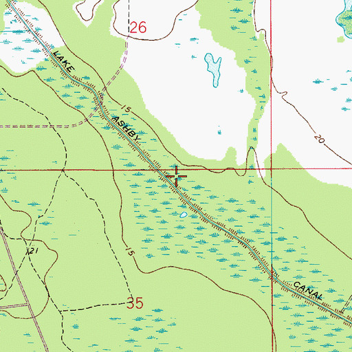 Topographic Map of Lake Ashby Canal, FL