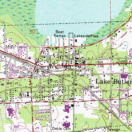Topographic Map of Lake Butler, FL