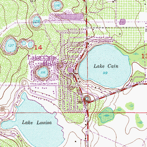 Topographic Map of Lake Cain Hills, FL