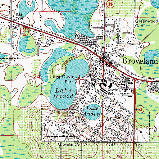 Topographic Map of Lake David Park, FL