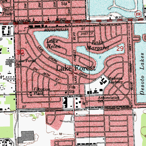 Topographic Map of Lake Forest, FL