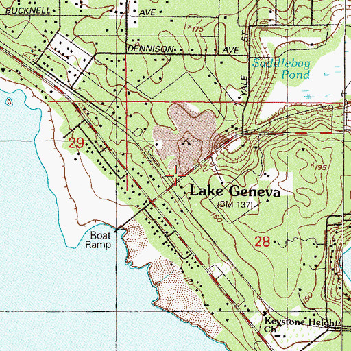 Topographic Map of Lake Geneva, FL