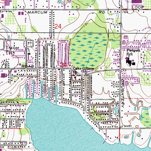 Topographic Map of Lake Gibson Church, FL