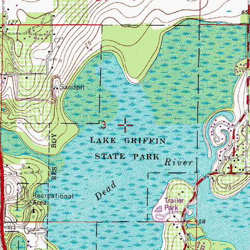 Topographic Map of Lake Griffin State Park, FL