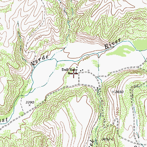Topographic Map of Doll Baby Ranch, AZ