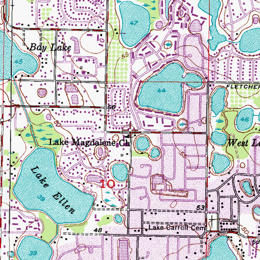 Topographic Map of Lake Magdalene Church, FL