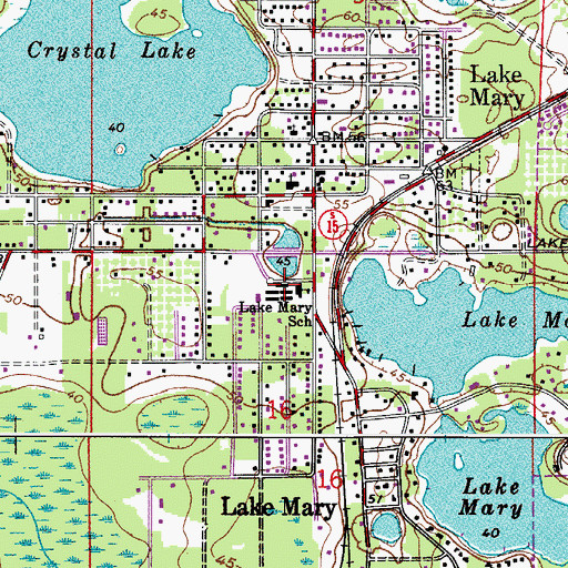 Topographic Map of Lake Mary Elementary School, FL