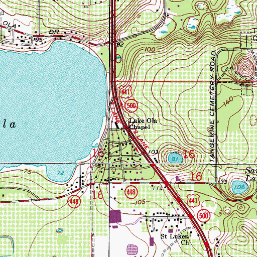 Topographic Map of Lake Ola Chapel, FL
