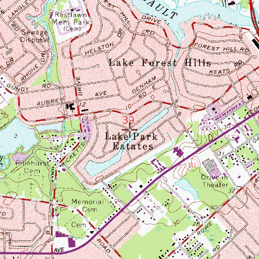 Topographic Map of Lake Park Estates, FL