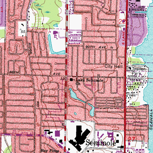 Topographic Map of Lake Seminole Church, FL