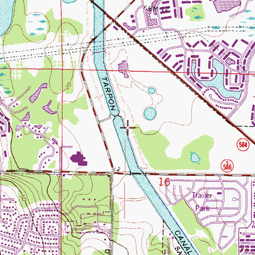 Topographic Map of Lake Tarpon Canal, FL