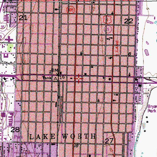 Topographic Map of Lake Worth, FL