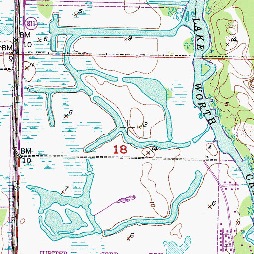 Topographic Map of Lake Worth Creek, FL
