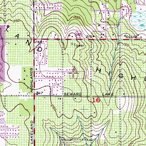 Topographic Map of Lakeland Highlands, FL