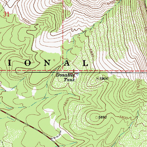 Topographic Map of Donahue Tank, AZ