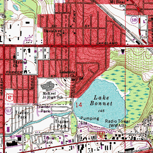 Topographic Map of Lakeside Church, FL